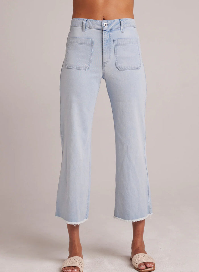 Sarah Frayed Wide Leg Crop - Ocean Mist Wash