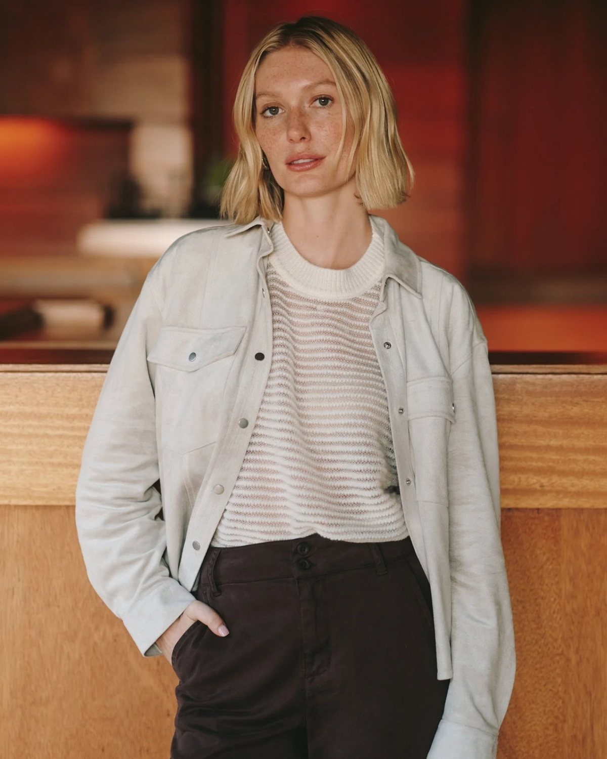 Seamed Pocket Shacket - Panna Cotta