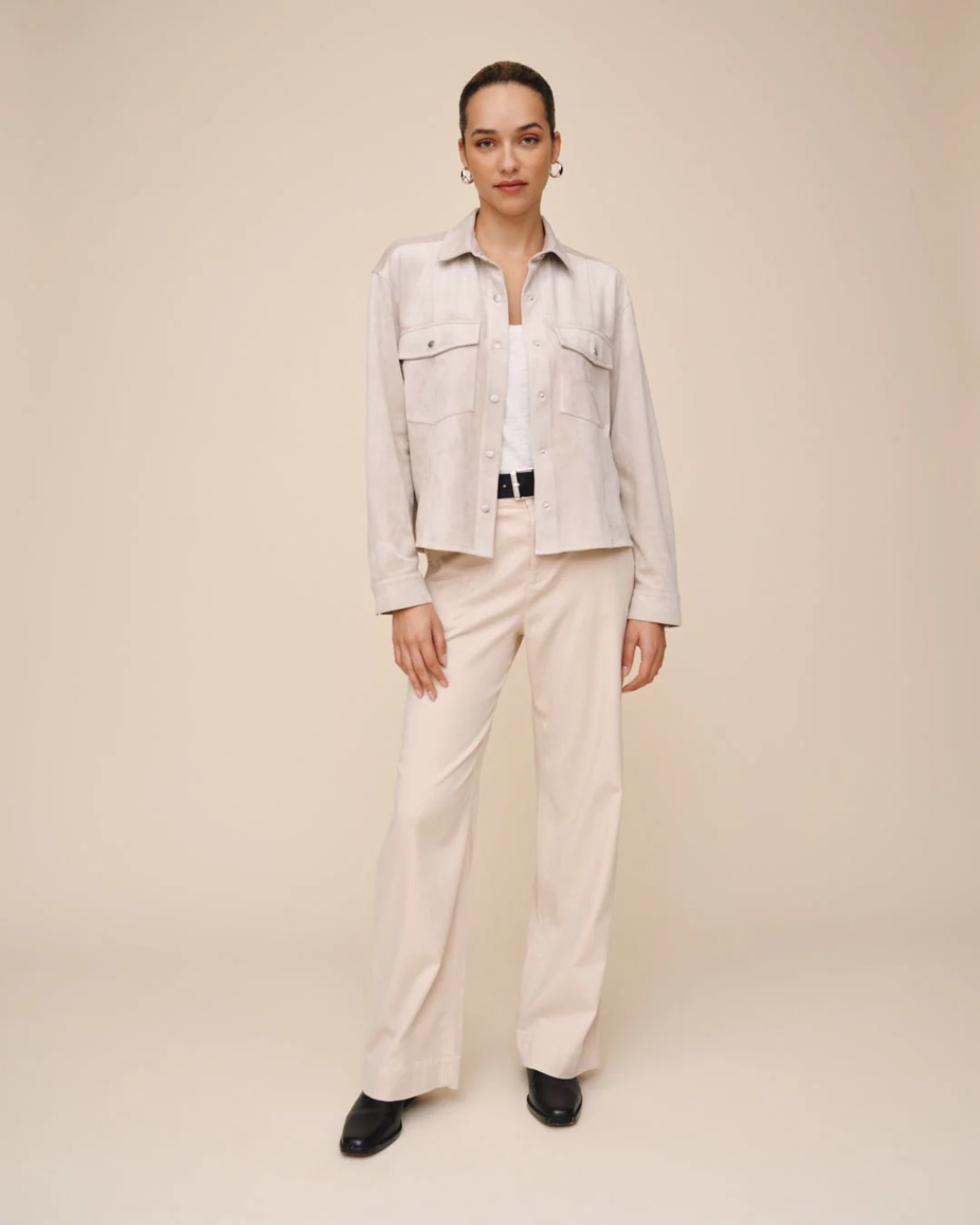 Seamed Pocket Shacket - Panna Cotta