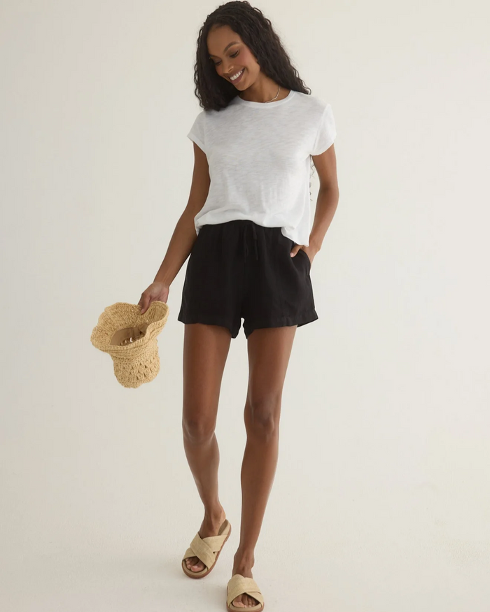 Seamed Ruffle Waist Short - Black