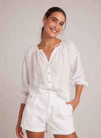 Shirred Neck Blouse - White