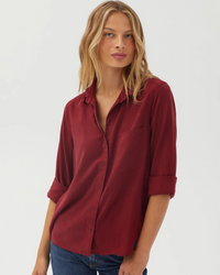 Shirt Tail Button Down - Deep Crimson