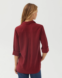 Shirt Tail Button Down - Deep Crimson