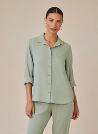 Shirt Tail Button Down - Olive Grove