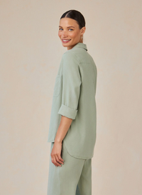 Shirt Tail Button Down - Olive Grove