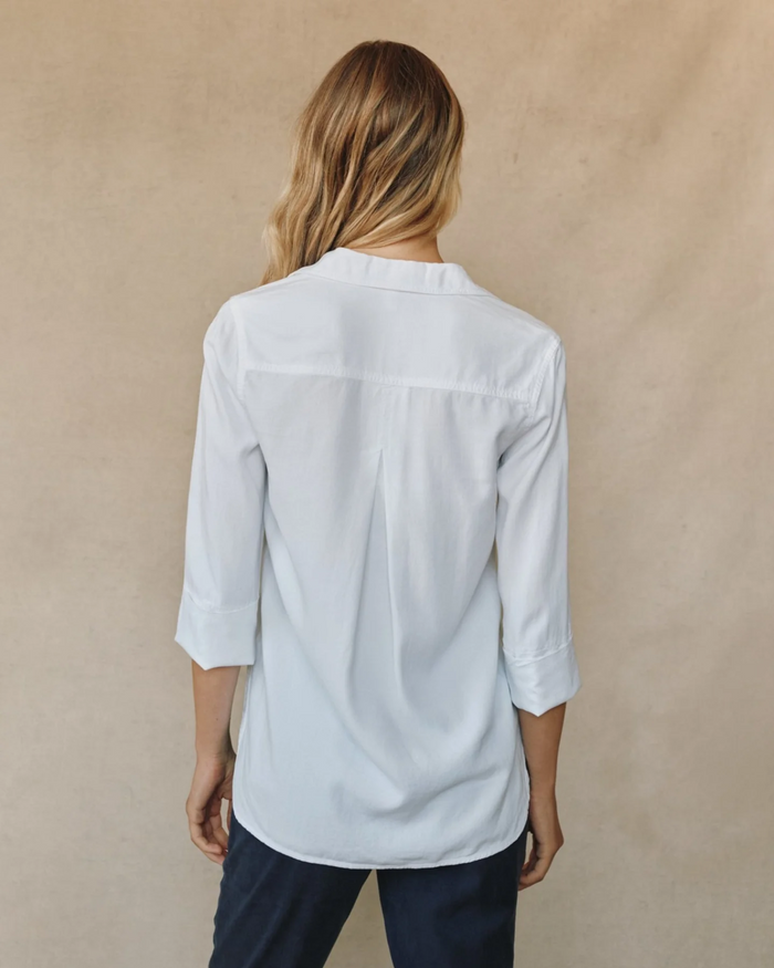 Shirt Tail Button Down - White