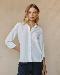 Shirt Tail Button Down - White