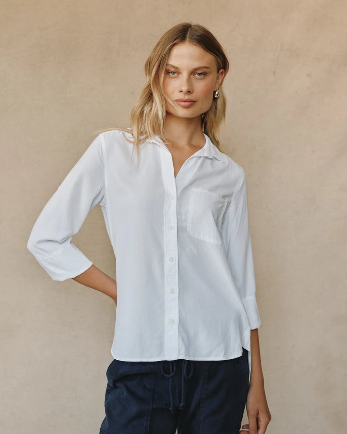 Shirt Tail Button Down - White