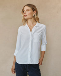 Shirt Tail Button Down - White