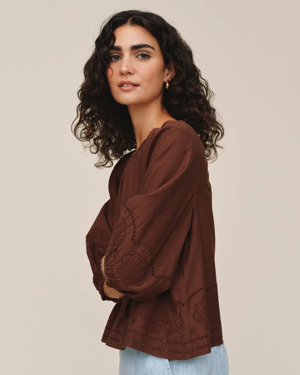Short Raglan Sleeve Top - Sea Glass Brown