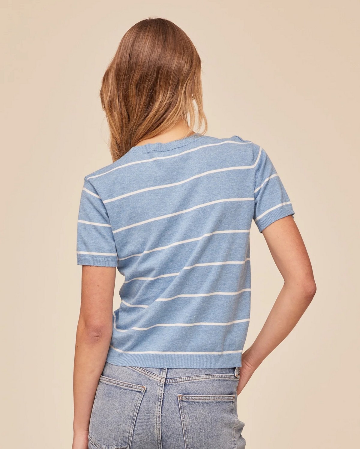 Short Sleeve Crew Knit Top - Sailor Stripe