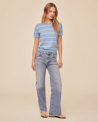 Short Sleeve Crew Knit Top - Sailor Stripe