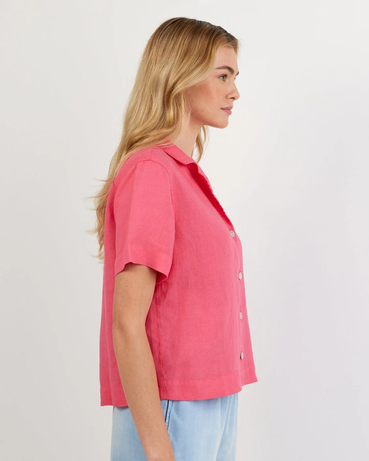 Short Sleeve Flowy Button Down - Spiced Hibiscus