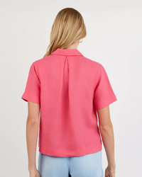 Short Sleeve Flowy Button Down - Spiced Hibiscus