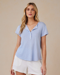 Short Sleeve Henley - Perennial Blue
