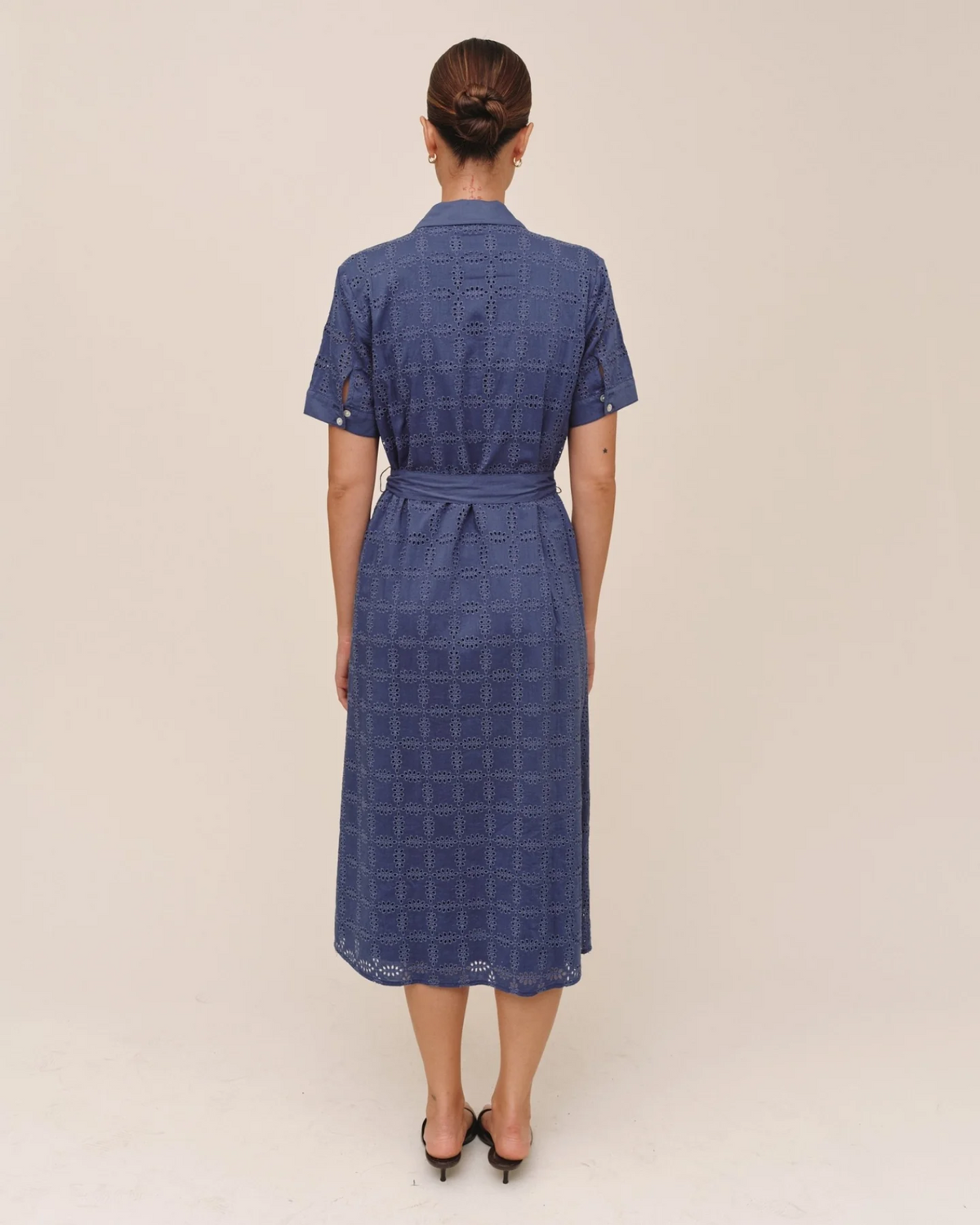 Short Sleeve Midi Shirt Dress - Indigo Blues