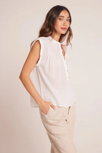 Short Sleeve Pintuck Pullover - White