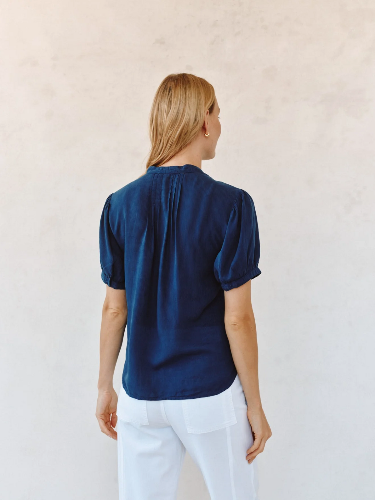 Short Sleeve Pintuck Shirt - Navy Dusk