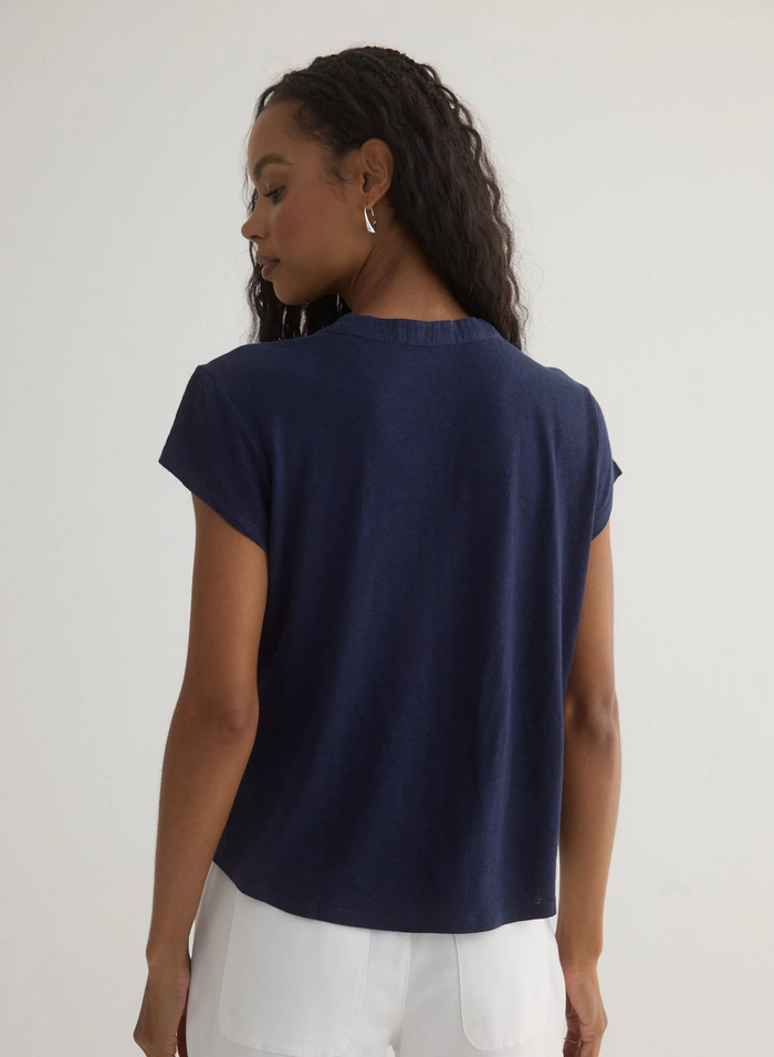 Short Sleeve Placket Pullover - Italian Navy