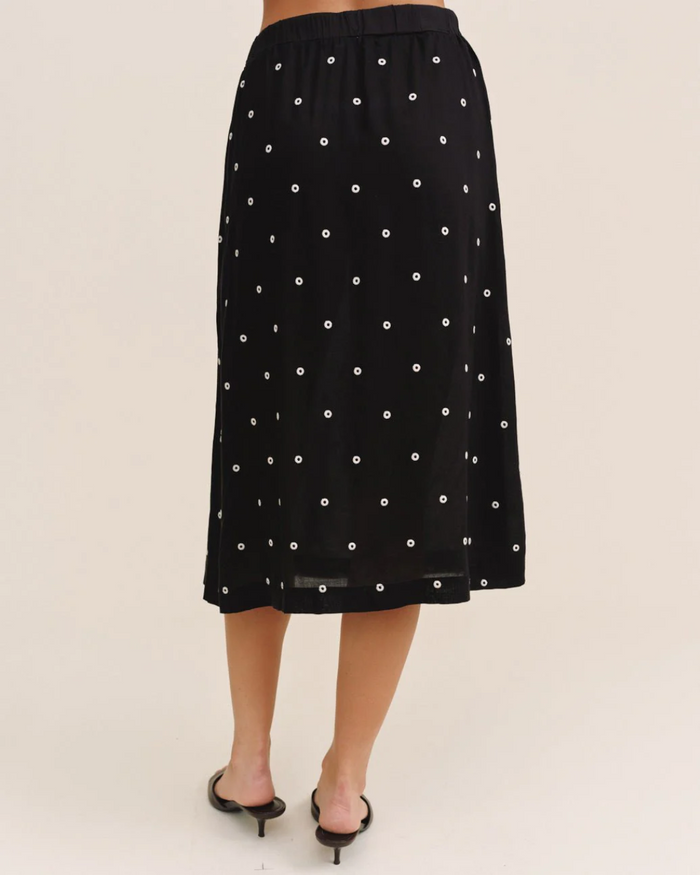 Side Button Skirt - Cabana Dot