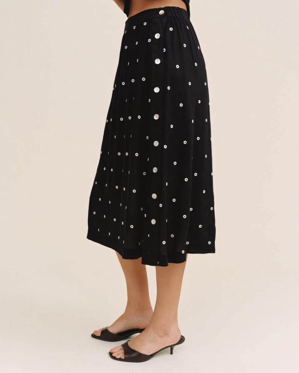 Side Button Skirt - Cabana Dot