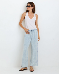Side Embroidered Beach Pant - Light Seaspray Wash