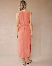 Sleeveless Belted Maxi Dress - Safi Coral