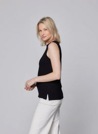 Soft Touch Semi Relaxed Boatneck Tank - Noir