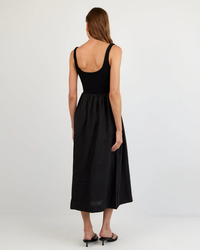 Sleeveless Knit Combo Dress - Black
