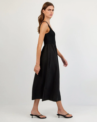 Sleeveless Knit Combo Dress - Black