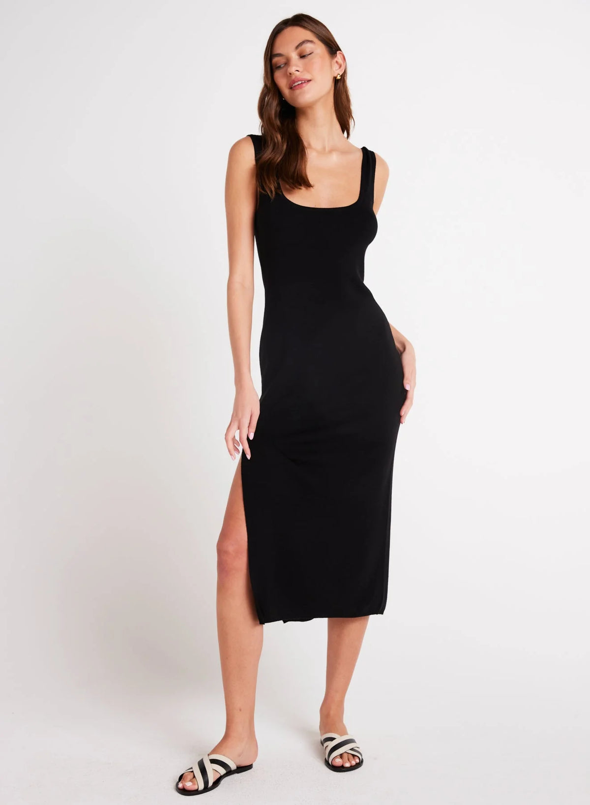 Black sleeveless sweater dress hot sale