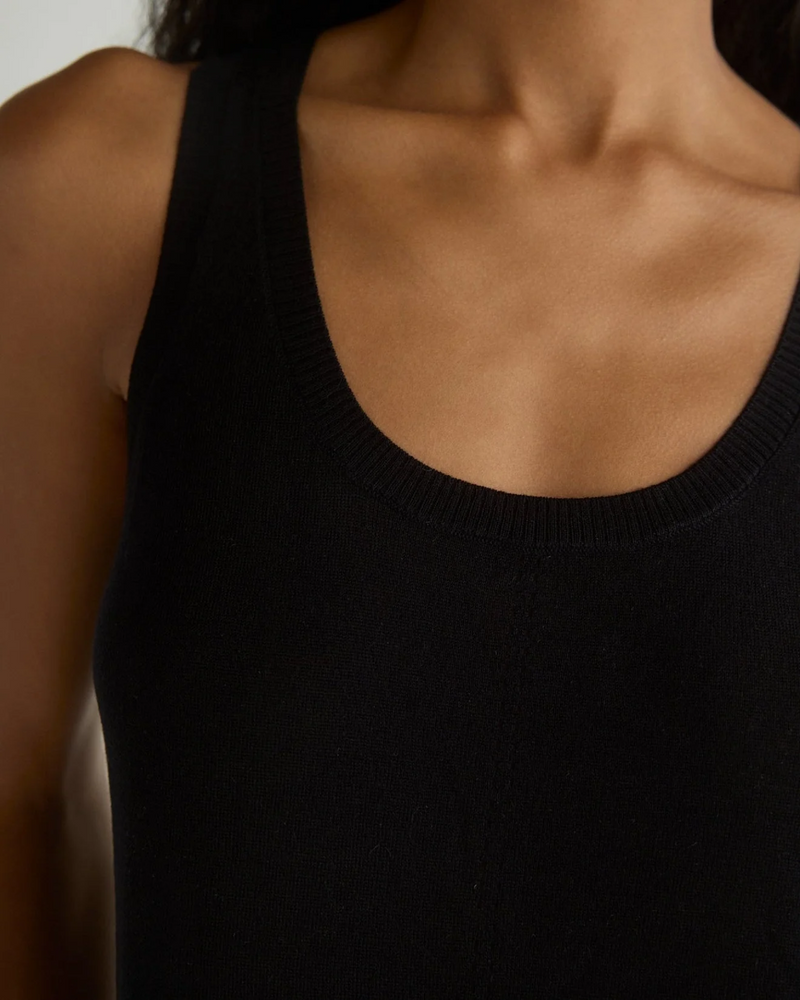 Sleeveless Scoop Neck Knit Top - Black