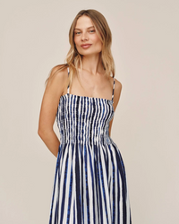 Smocked Midi Dress - Painted Tides Stripe