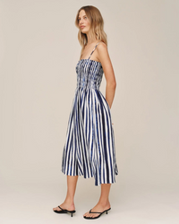 Smocked Midi Dress - Painted Tides Stripe