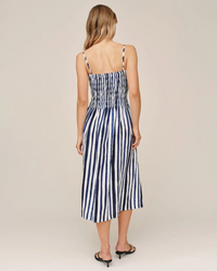 Smocked Midi Dress - Painted Tides Stripe