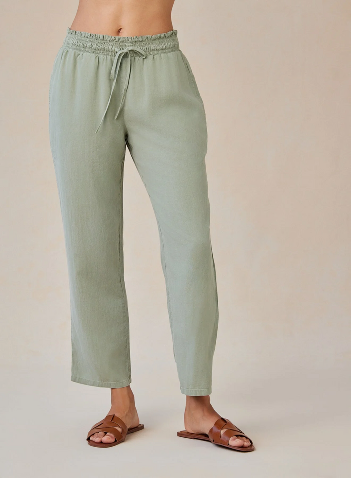 Smocked Waist Trouser - Olive Grove