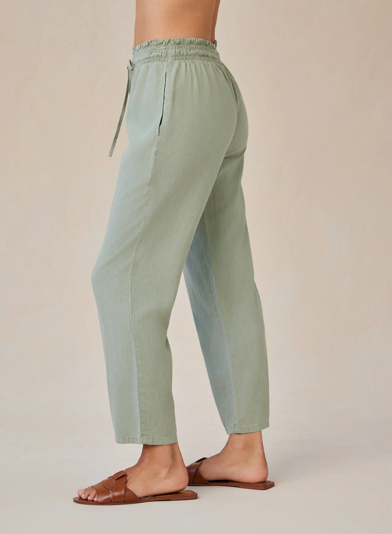 Smocked Waist Trouser - Olive Grove