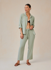 Smocked Waist Trouser - Olive Grove