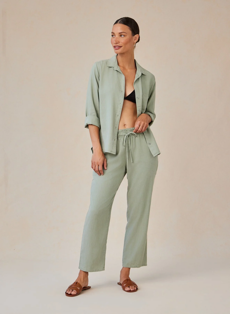 Smocked Waist Trouser - Olive Grove