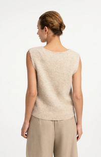 Soft Knit Spencer With Deep V Neck - Light Beige Melange