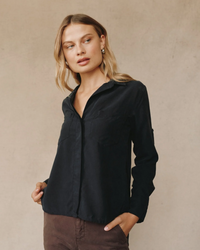 Split Back Button Down - Vintage Black