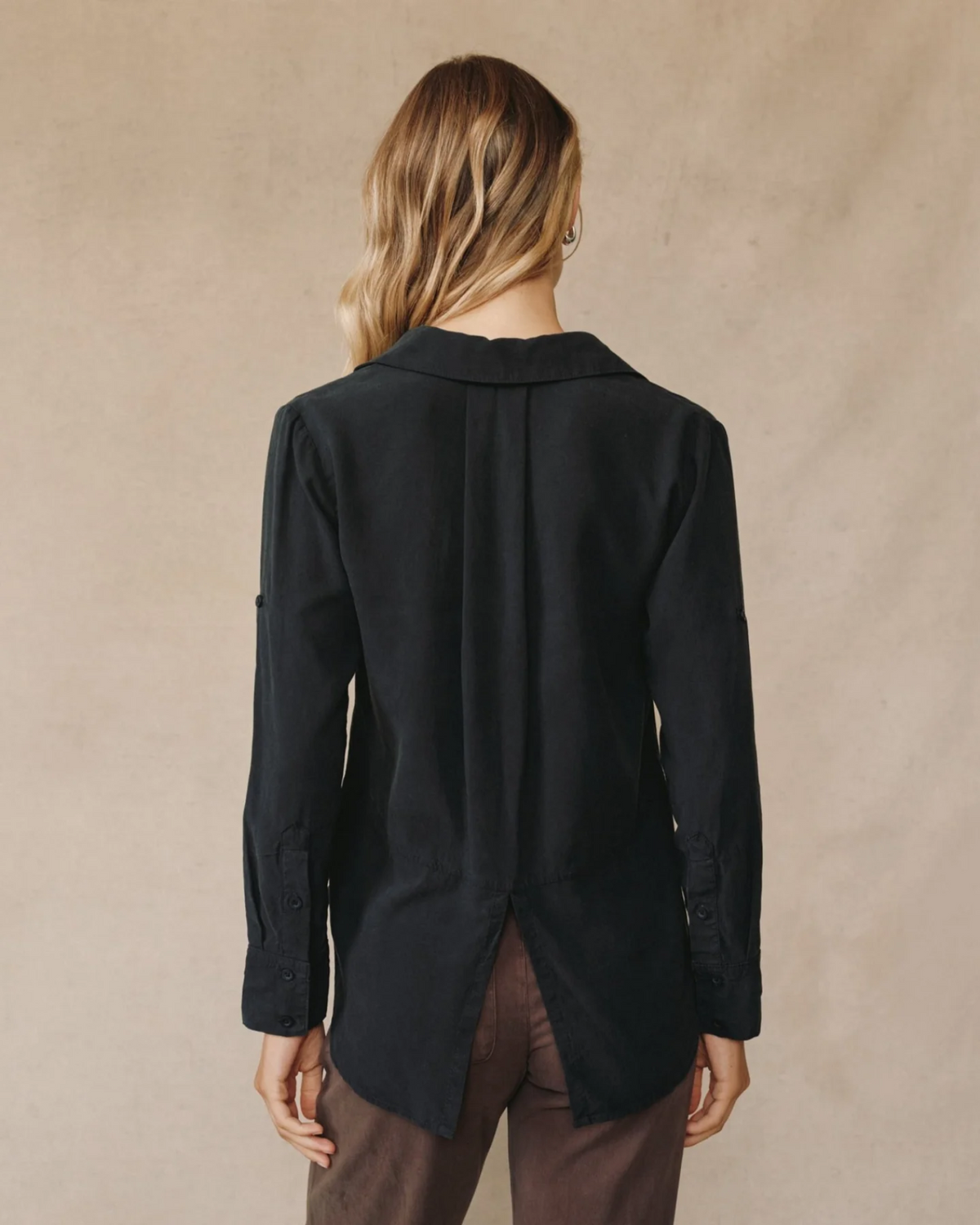 Split Back Button Down - Vintage Black