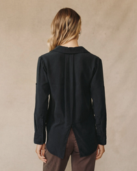 Split Back Button Down - Vintage Black