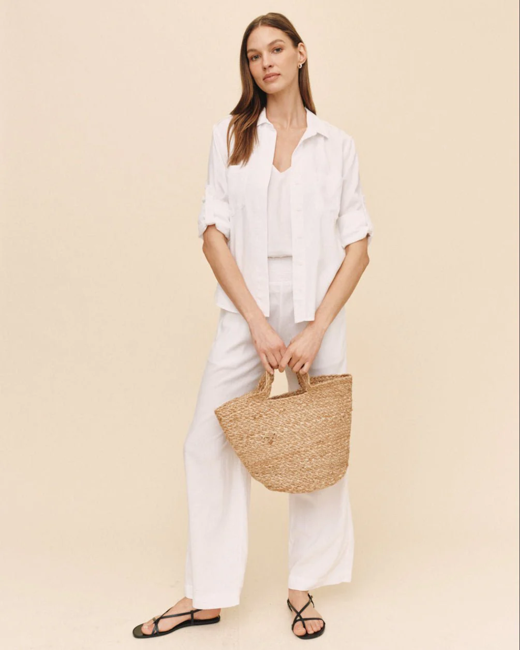 Split Back Button Down - White