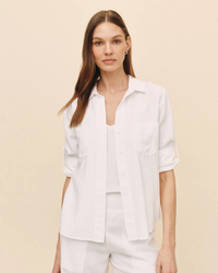 Split Back Button Down - White