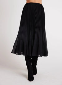 Sunburst Pleat Midi Skirt - Black