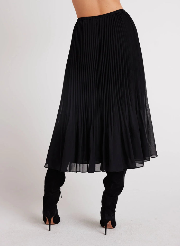 Sunburst Pleat Midi Skirt - Black