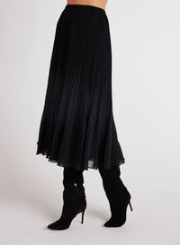 Sunburst Pleat Midi Skirt - Black