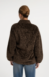 Teddy Wrap Jacket With Tie Closure - Slate Black Brown