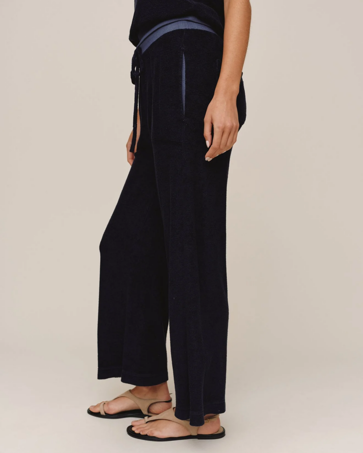 Terry Crop Wide Leg Pant - Nautical Night